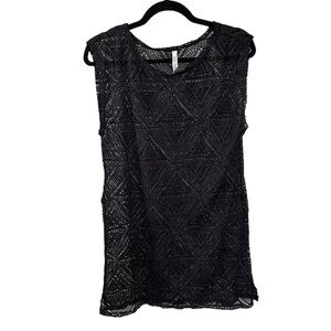 SHORE TRENDZ Black Crochet Swimwear Coverup One Size